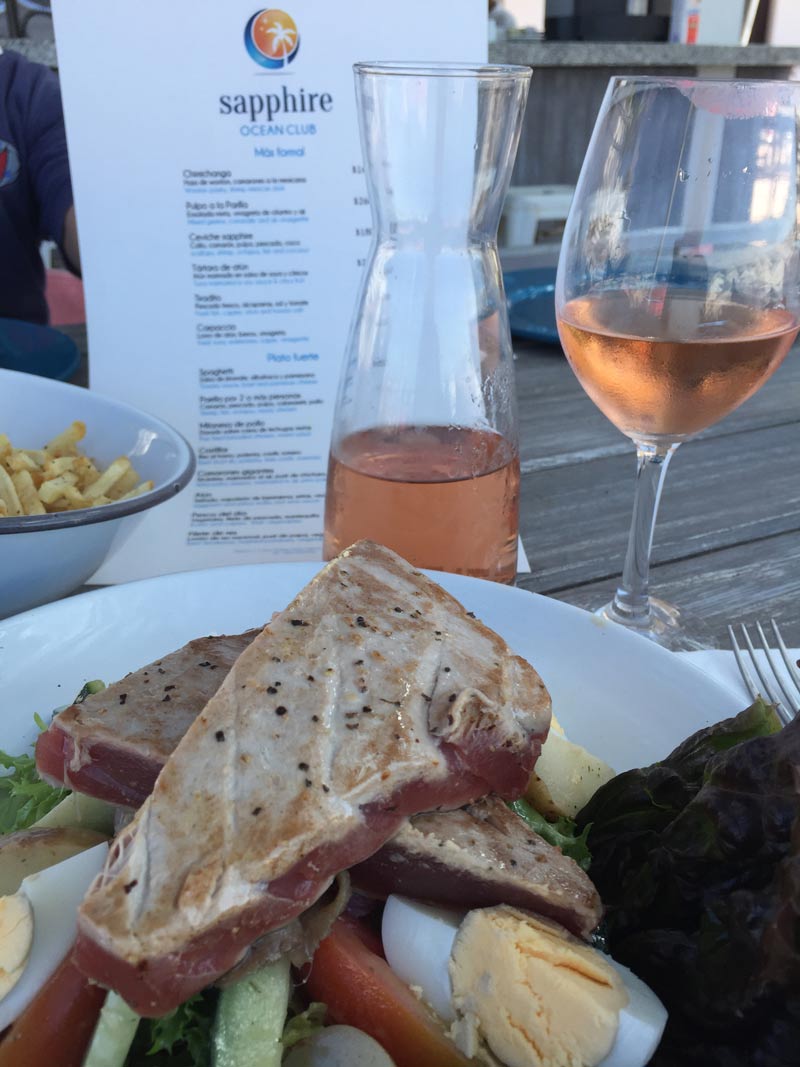 Salad Nicoise and Rosé Wine at Sapphire Beach Club